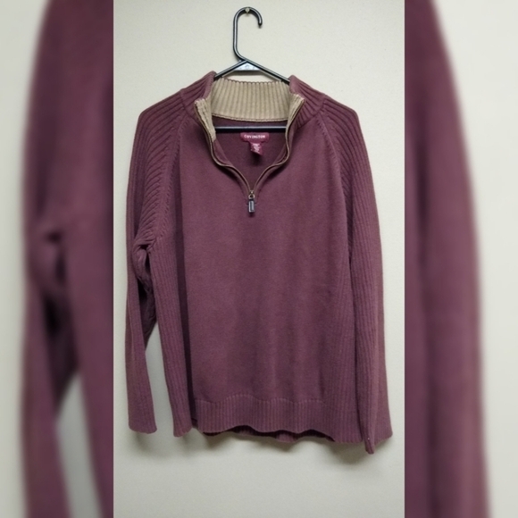 Covington men's cotton burgundy 1/4 zip sweater - Picture 1 of 4